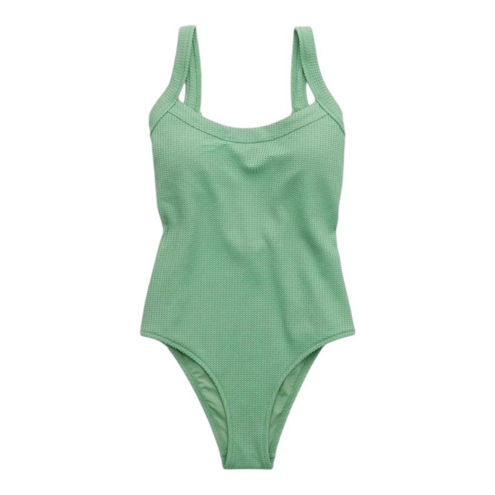 Aerie Scoop Back Textured Waffle Knit One Piece Swimsuit Sz M - Picture 7 of 8
